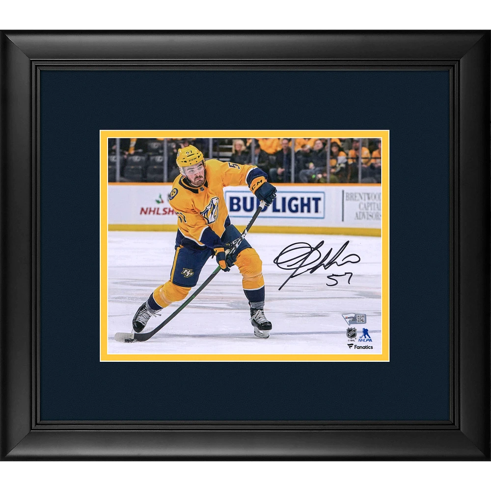 Dante Fabbro Nashville Predators Framed Autographed 8" x 10" Gold Jersey Shooting Photograph