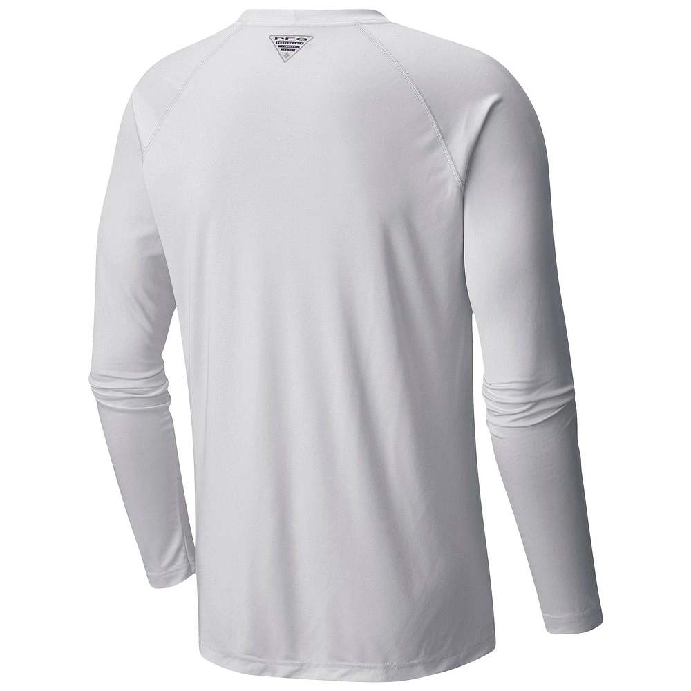 Men's  Columbia White Nashville Predators Terminal Tackle Omni-Shade Raglan Long Sleeve T-Shirt