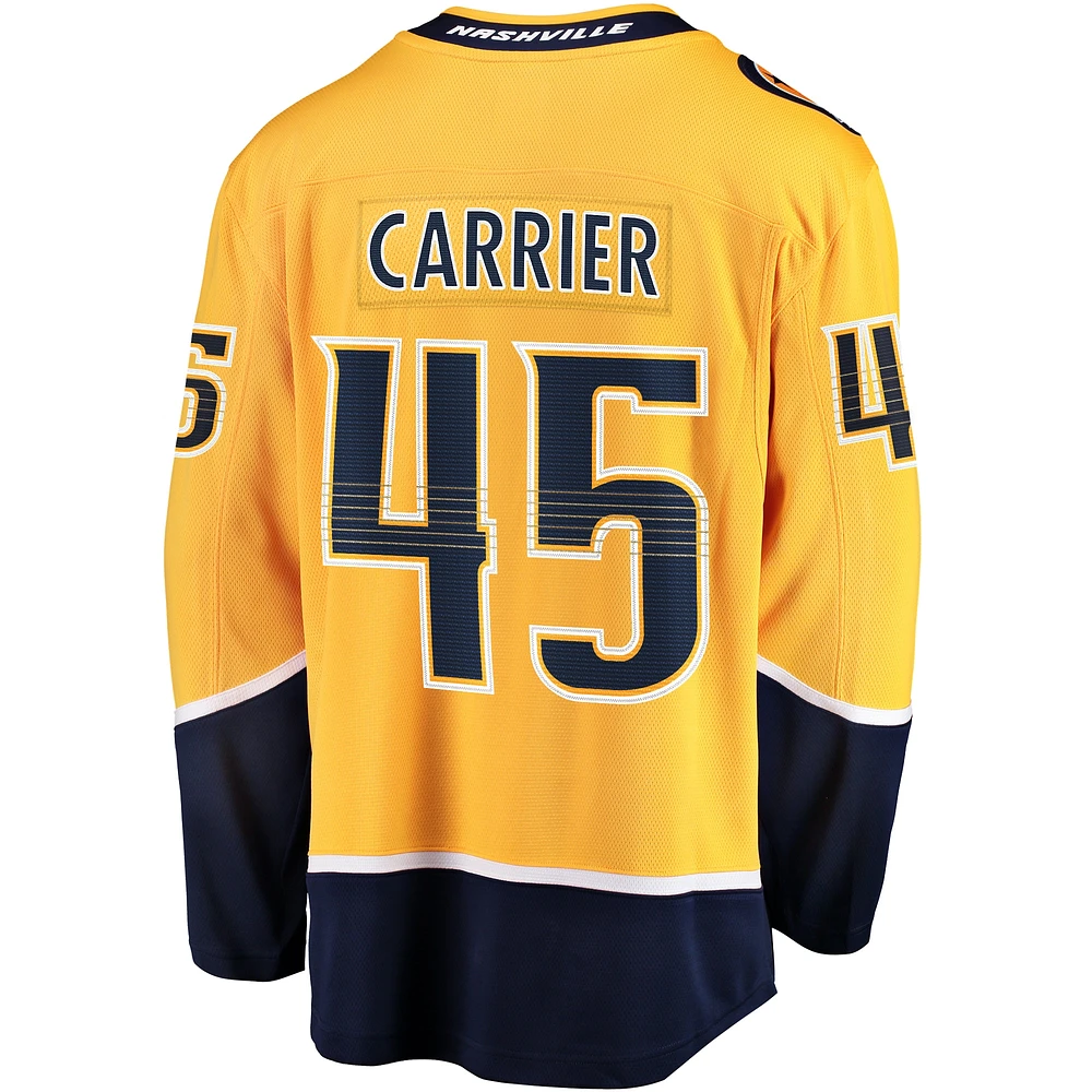Men's Fanatics Alexandre Carrier Gold Nashville Predators  Premier Breakaway Player Jersey
