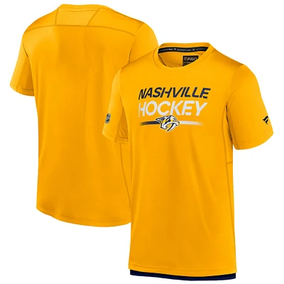 T-shirt Fanatics Gold Authentic Pro Tech pour homme des Predators de Nashville