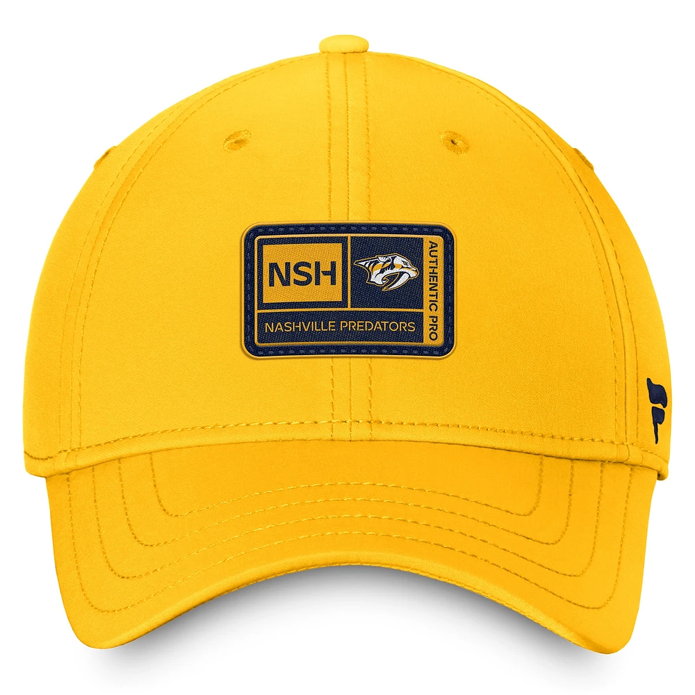 Men's Fanatics  Gold Nashville Predators Authentic Pro Training Camp Flex Hat
