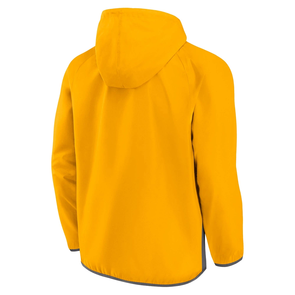Veste à capuche demi-zip Fanatics Gold Nashville Predators Flagrant Foul Anorak Raglan pour hommes