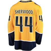 Men's Fanatics Kiefer Sherwood Gold Nashville Predators Home Breakaway Player Jersey