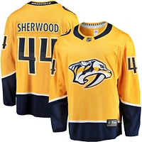 Men's Fanatics Kiefer Sherwood Gold Nashville Predators Home Breakaway Player Jersey