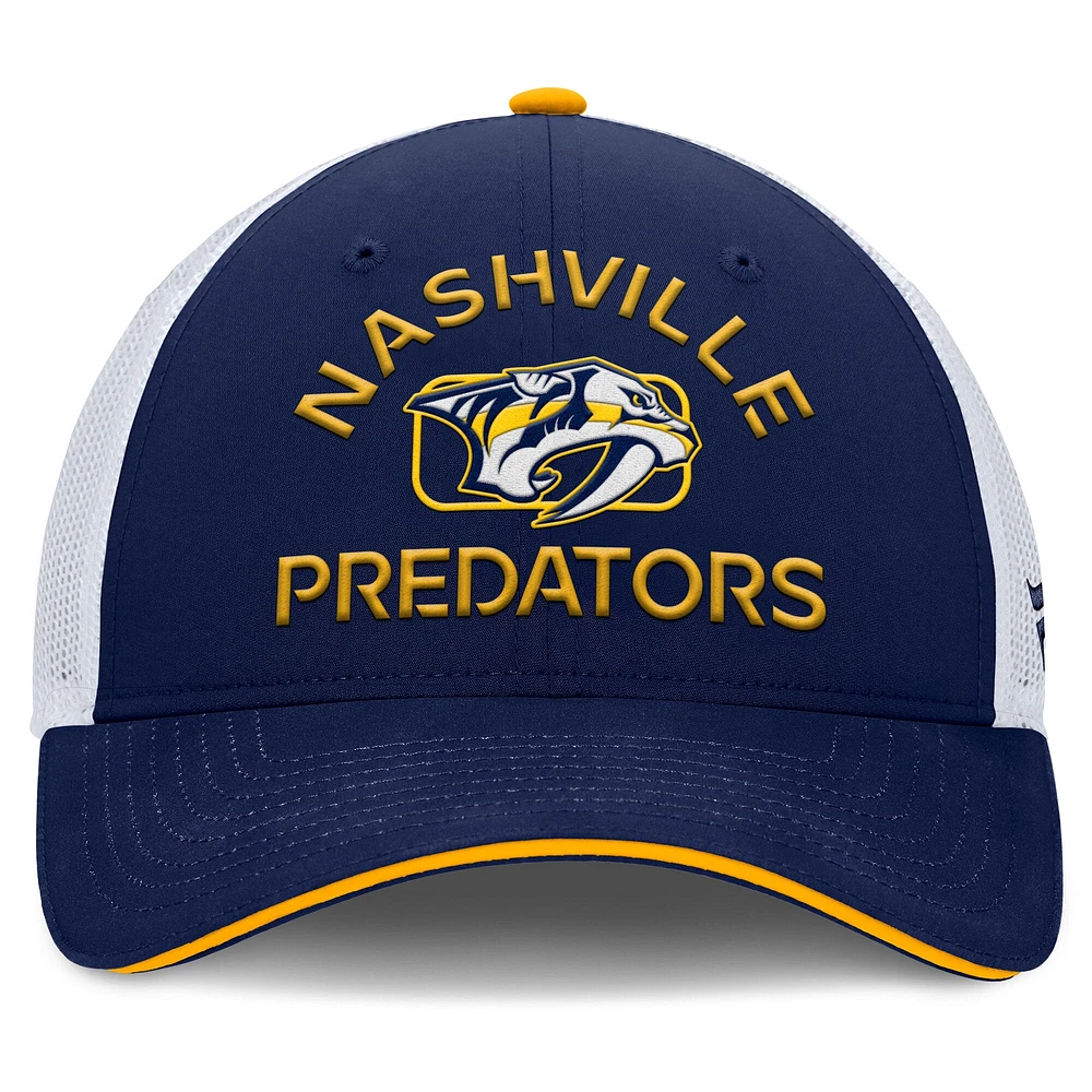 Men's Fanatics Navy/White Nashville Predators Authentic Pro Rink Trucker Hat