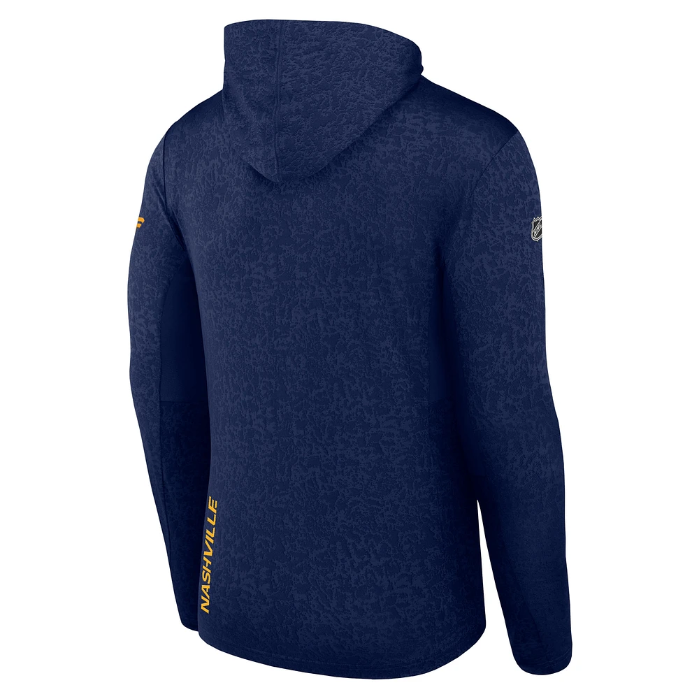 Sweat à capuche léger Fanatics Navy Nashville Predators Authentic Pro pour hommes