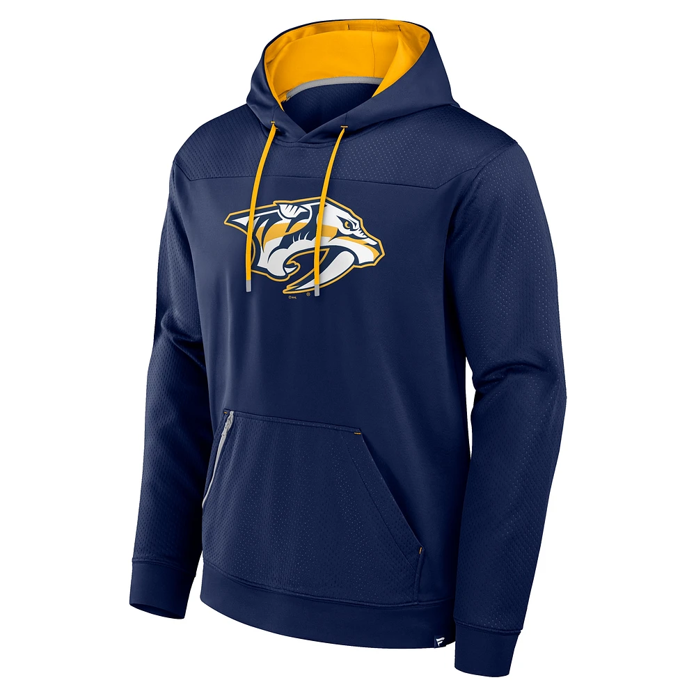 Men's Fanatics  Navy Nashville Predators Defender Pullover Hoodie