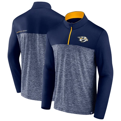 Veste à glissière quart de tour emblématique des Predators Nashville Fanatics pour homme bleu marine