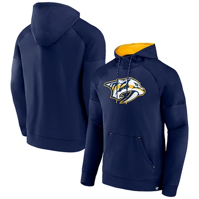 Sweat à capuche manches raglan emblématique des Nashville Predators de Fanatics pour hommes, bleu marine