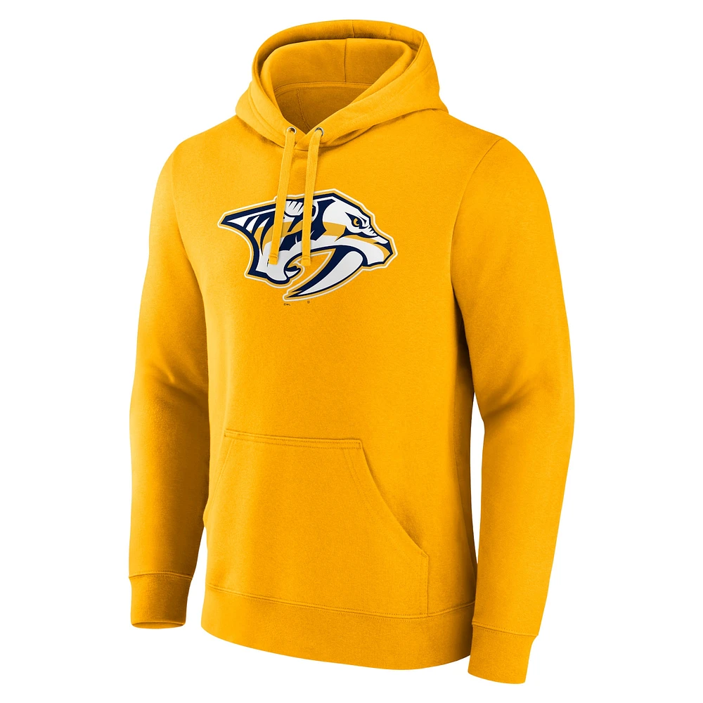 Men's Gold Nashville Predators Primary Logo Pullover Hoodie