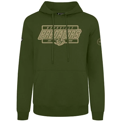 Sweat à capuche enfiler Nashville Predators Podium Olive Levelwear pour homme