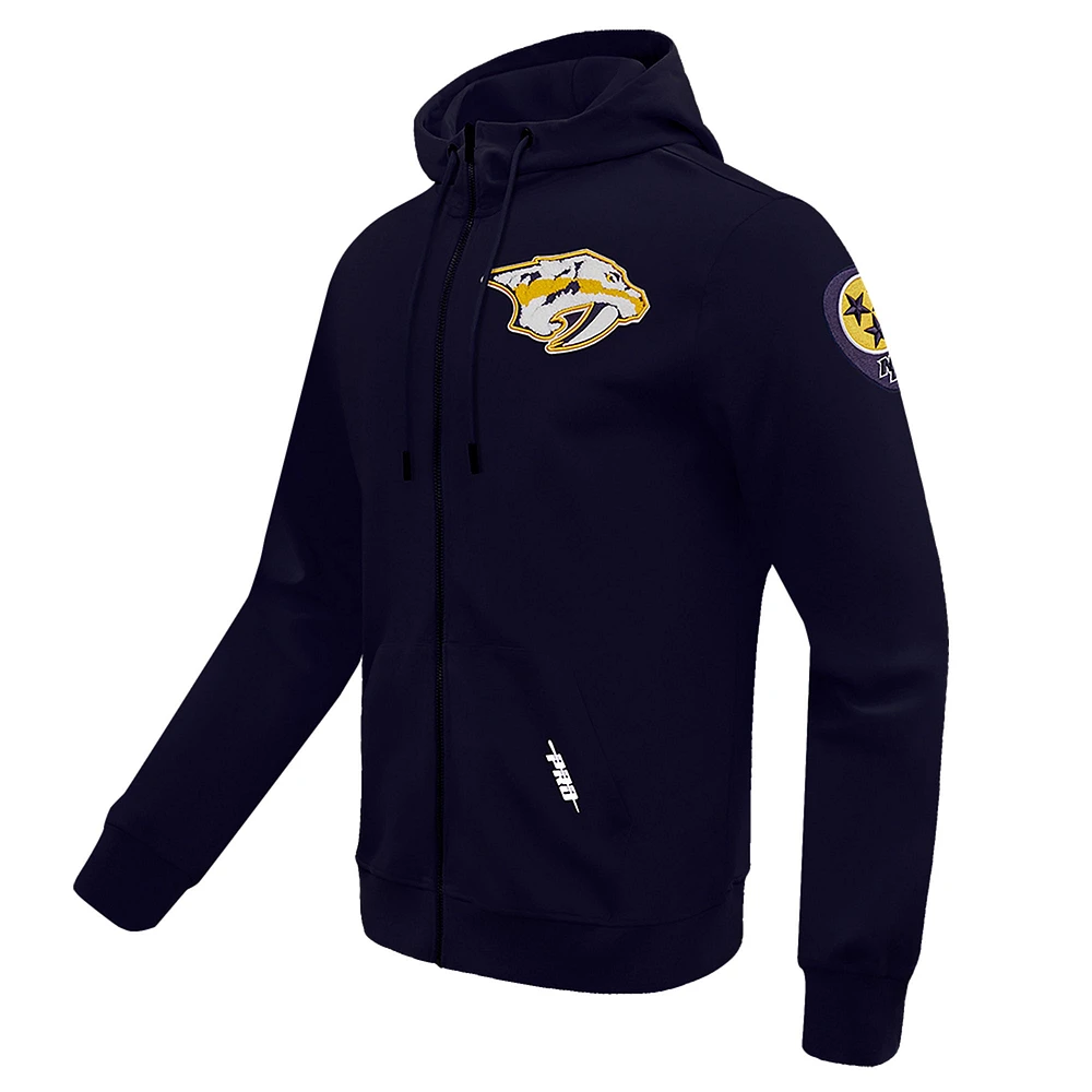Men's Pro Standard Navy Nashville Predators Classic Chenille Full-Zip Hoodie Jacket