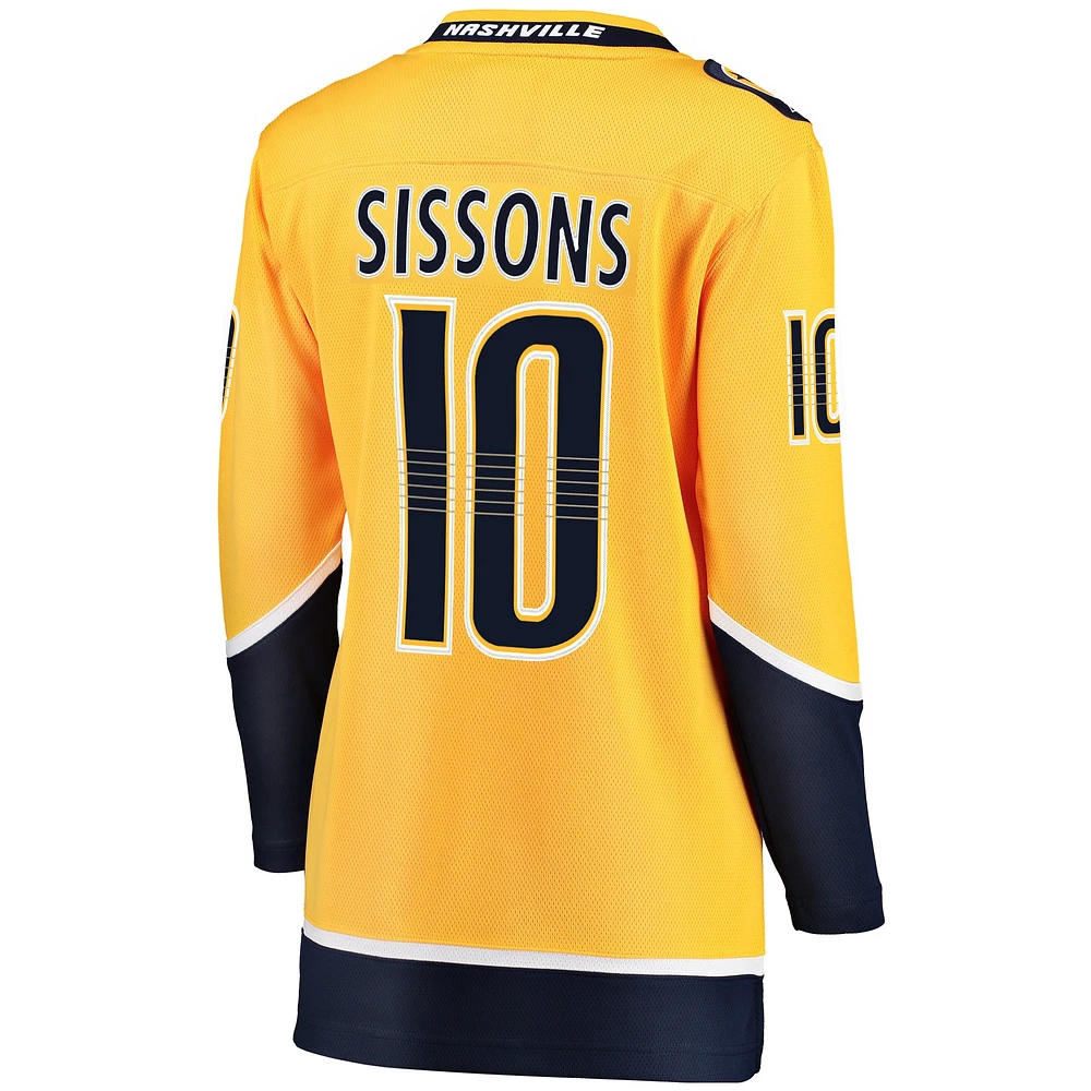 Women's Fanatics Colton Sissons Gold Nashville Predators Breakaway Player Jersey