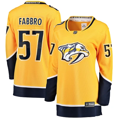 Maillot de joueur échappé à domicile Fanatics Dante Fabbro Gold Nashville Predators pour femmes