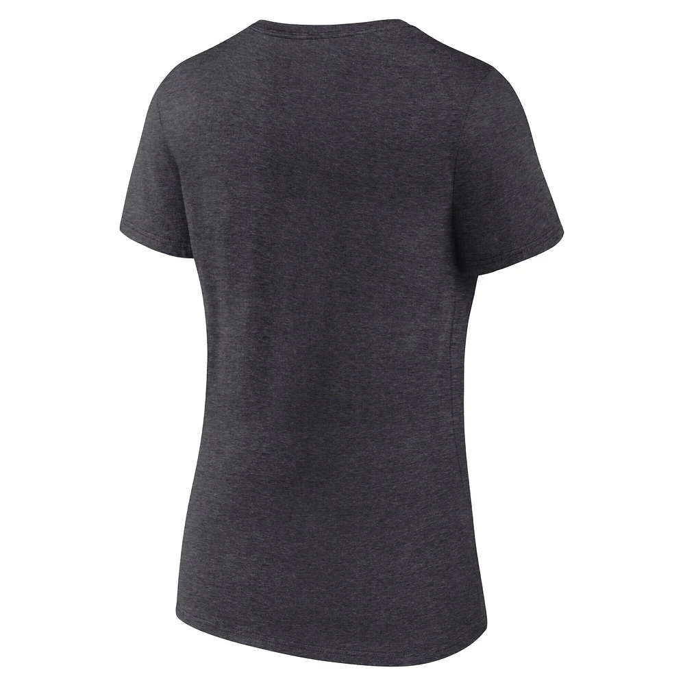 Women's Fanatics Heather Charcoal Nashville Predators Authentic Pro Primary V-Neck T-Shirt