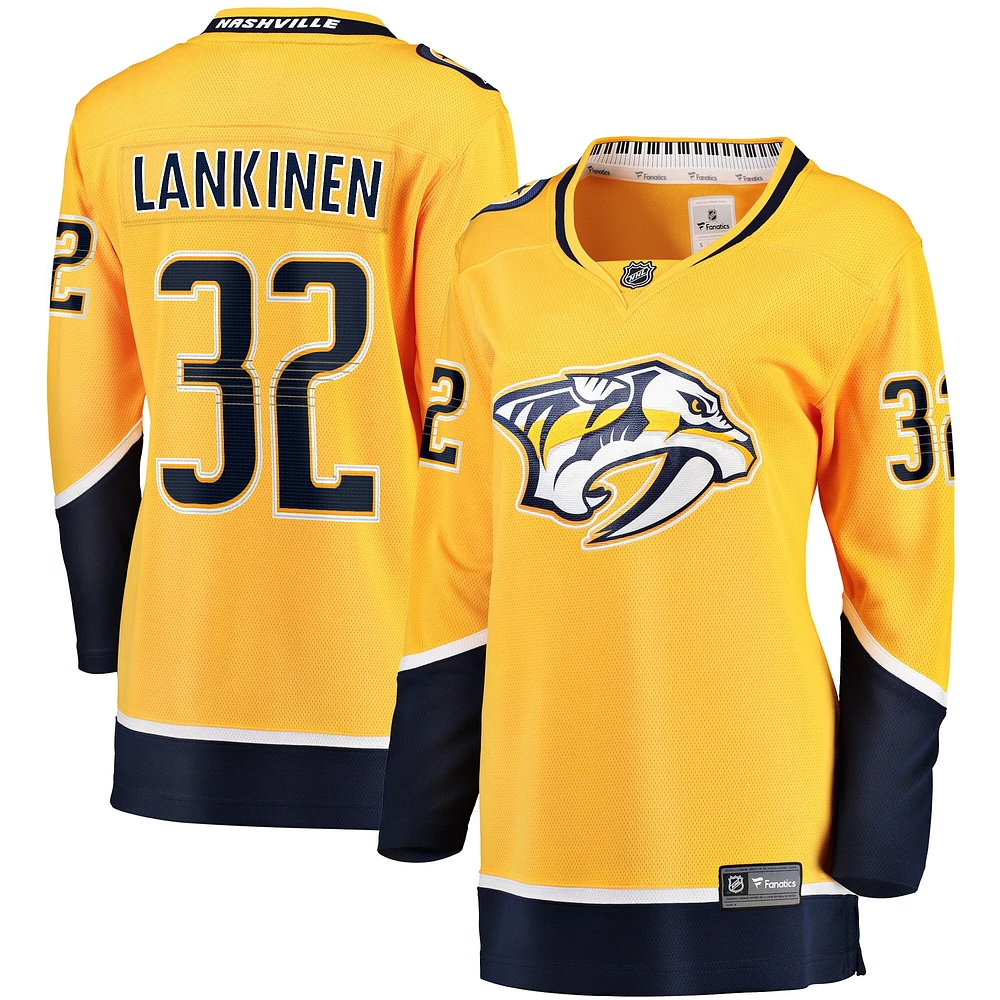 Fanatics pour femmes Kevin Lankinen Or Nashville Predators Maillot de joueur échappé à domicile