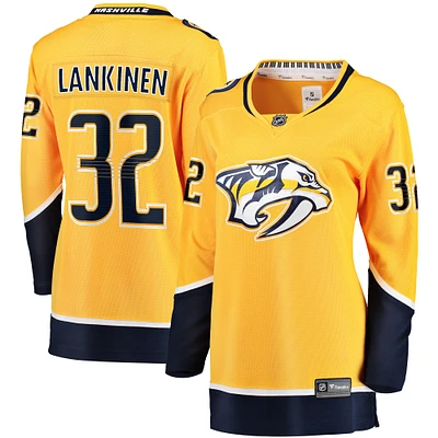 Fanatics pour femmes Kevin Lankinen Or Nashville Predators Maillot de joueur échappé à domicile