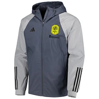 Men's adidas Charcoal Nashville SC All-Weather Raglan Hoodie Full-Zip Jacket