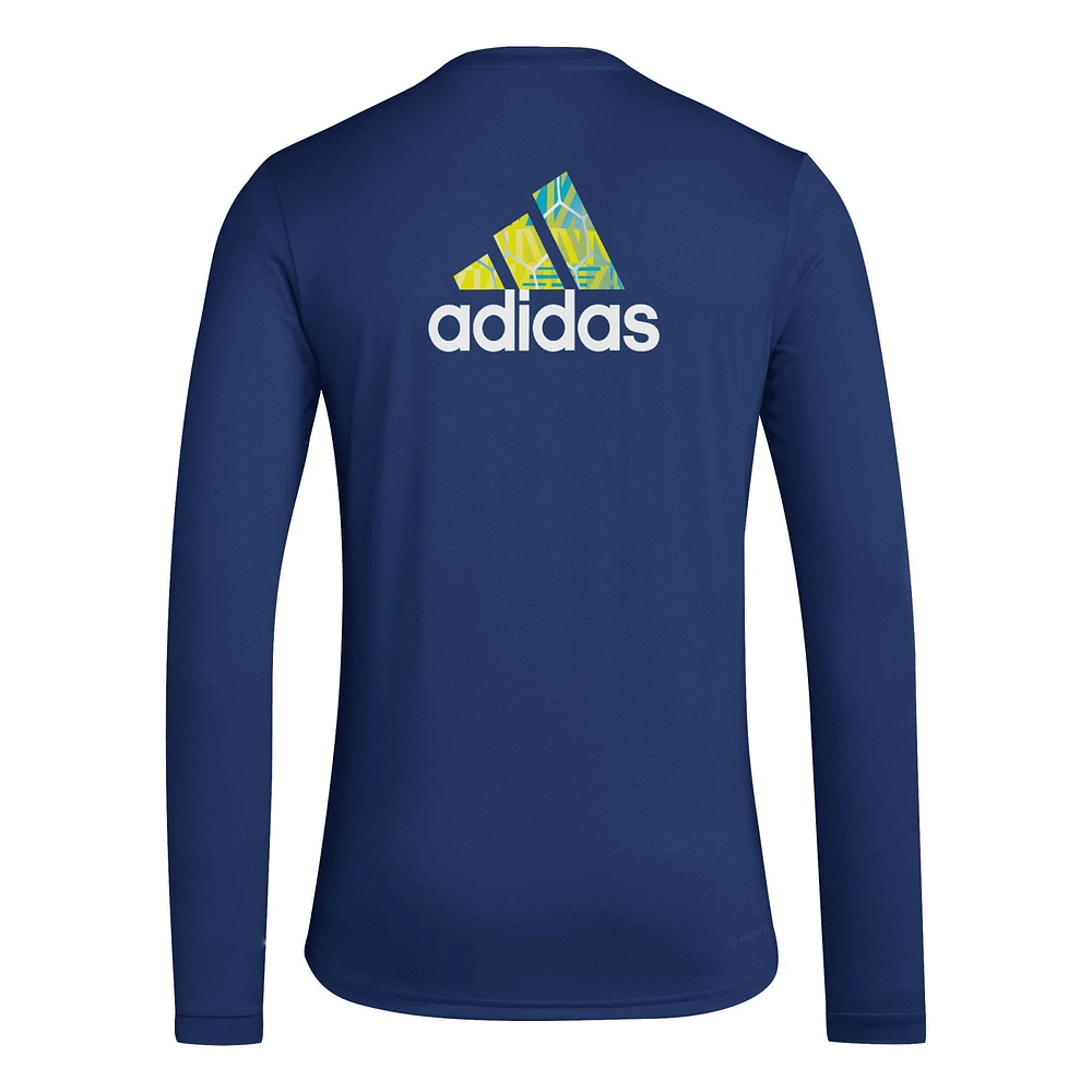 Men's adidas Navy Nashville SC Local Pop AEROREADY Long Sleeve T-Shirt