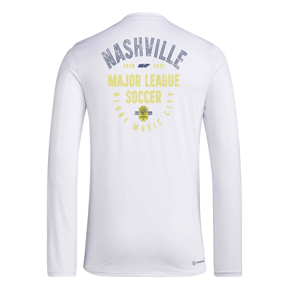 Men's adidas White Nashville SC Local Stoic Long Sleeve T-Shirt