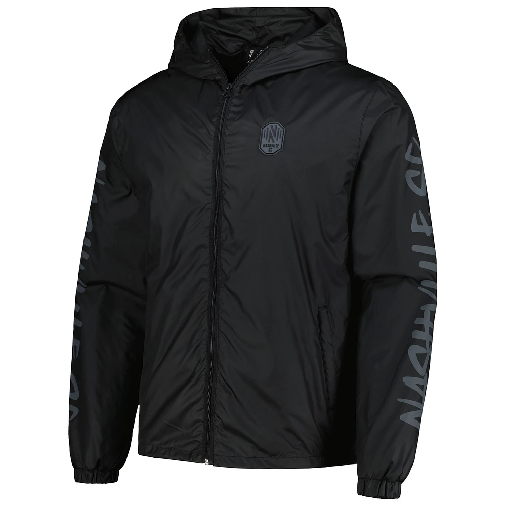 Men's Black Nashville SC Graffiti Full-Zip Hoodie Windbreaker Jacket