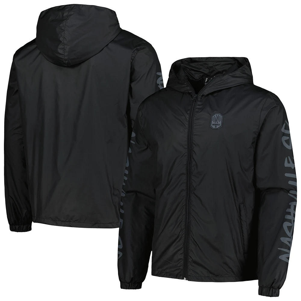 Men's Black Nashville SC Graffiti Full-Zip Hoodie Windbreaker Jacket