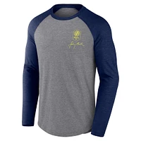 Men's Fanatics Heather Gray Nashville SC x Johnny Cash Lines Tri-Blend Raglan Long Sleeve T-Shirt