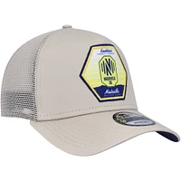 Men's New Era Khaki Nashville SC Established Patch 9FORTY A-Frame Trucker Adjustable Hat