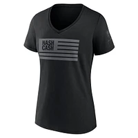Women's Fanatics Black Nashville SC x Johnny Cash Flying Corp V-Neck T-Shirt