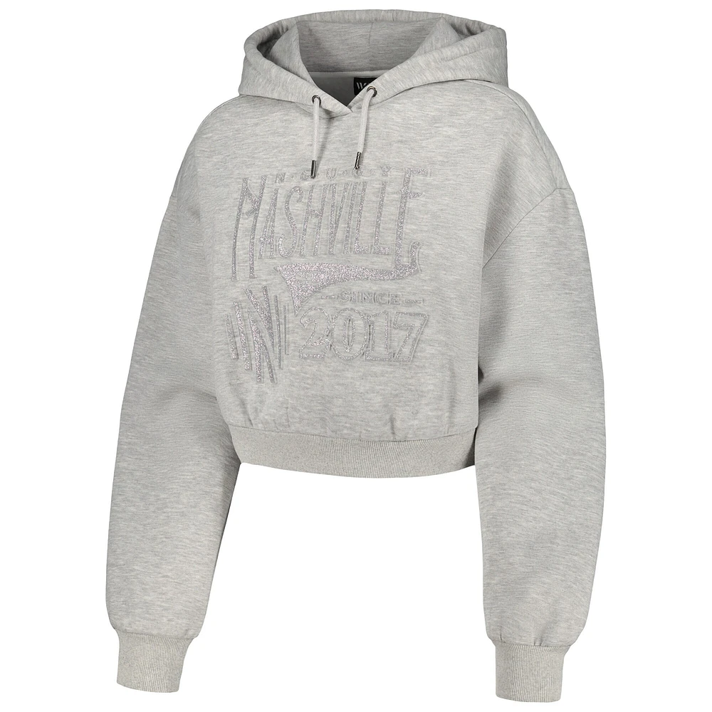 Women's The Wild Collective Heather Gray Nashville SC Cropped Pullover Hoodie