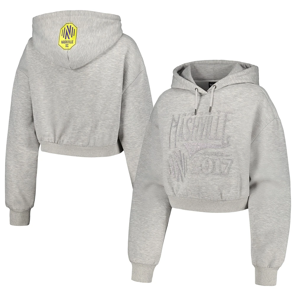 Women's The Wild Collective Heather Gray Nashville SC Cropped Pullover Hoodie