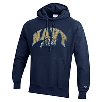 Men's Champion Navy Midshipmen Vault Late Night Reverse Weave Pullover Hoodie