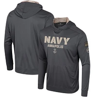 Men's Colosseum Charcoal Navy Midshipmen OHT Military Appreciation Long Sleeve Hoodie T-Shirt