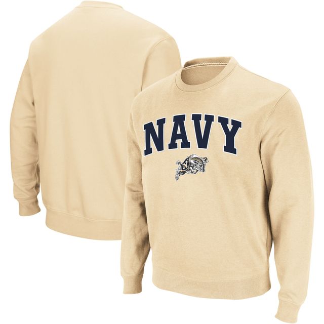Colosseum Gold Navy Midshipmen Arch & Logo Crew Neck Sweat-shirt pour homme