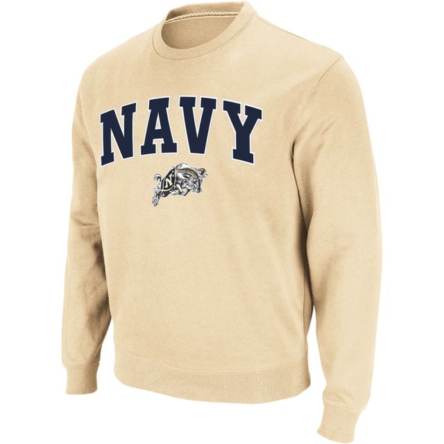 Colosseum Gold Navy Midshipmen Arch & Logo Crew Neck Sweat-shirt pour homme