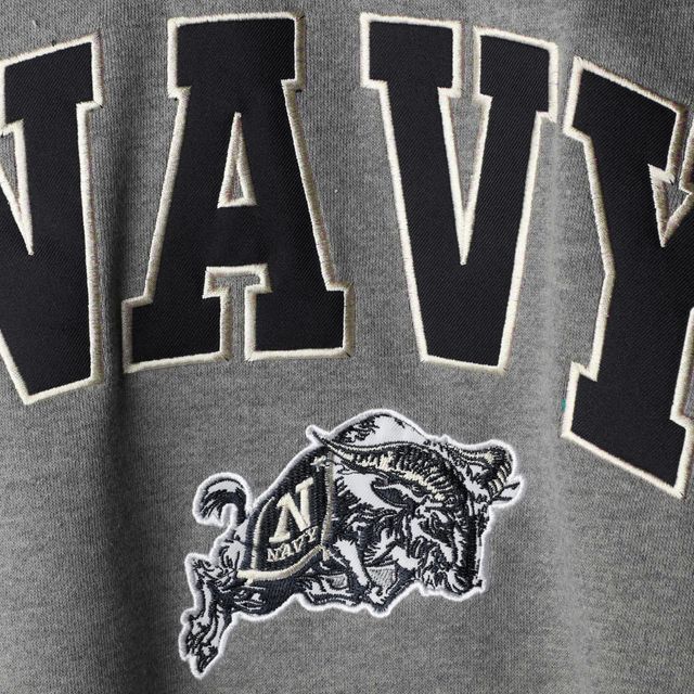 Colosseum Heather Grey Navy Midshipmen Arch & Logo Crew Neck Sweat-shirt pour homme