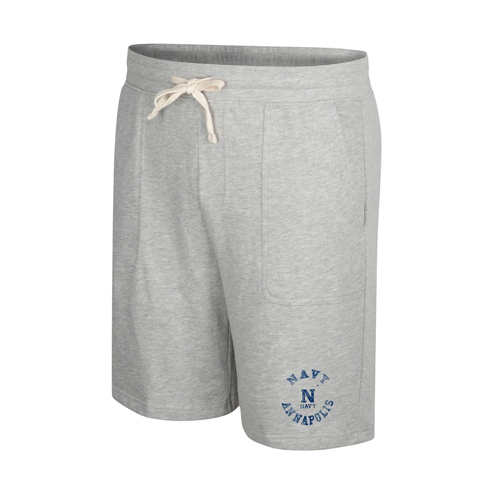 Men's Colosseum Heather Gray Navy Midshipmen Love To Hear This Terry Shorts
