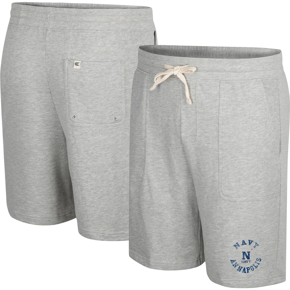 Men's Colosseum Heather Gray Navy Midshipmen Love To Hear This Terry Shorts