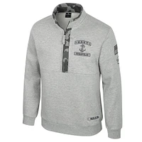 Veste polaire à fermeture éclair quart de tour Colosseum Heather Grey Navy Midshipmen OORAH OHT Military Appreciation pour homme