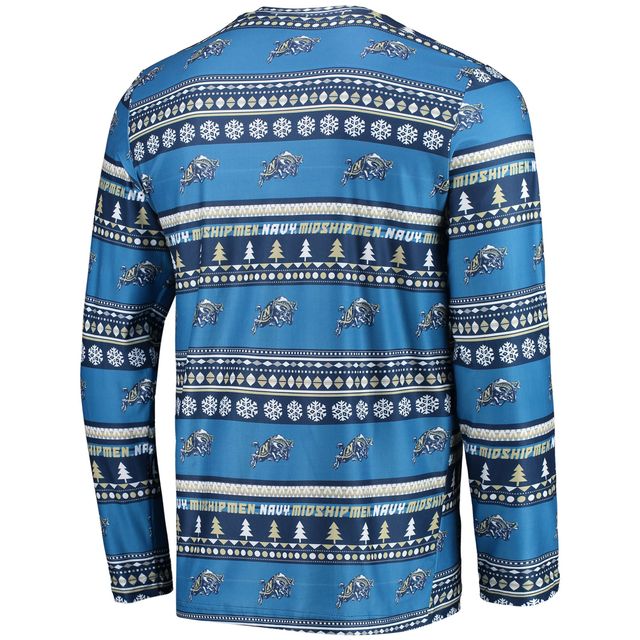 Concepts Sport Navy Midshipmen Ugly Sweater T-shirt à manches longues et pantalon Ensemble de nuit