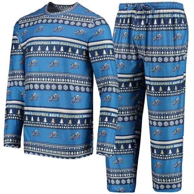 Concepts Sport Navy Midshipmen Ugly Sweater T-shirt à manches longues et pantalon Ensemble de nuit