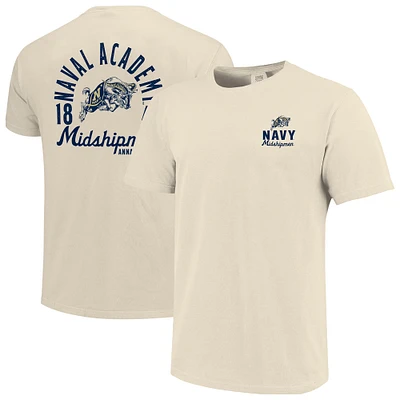 Men's Cream Navy Midshipmen Comfort Colors Mascot Overlay T-Shirt