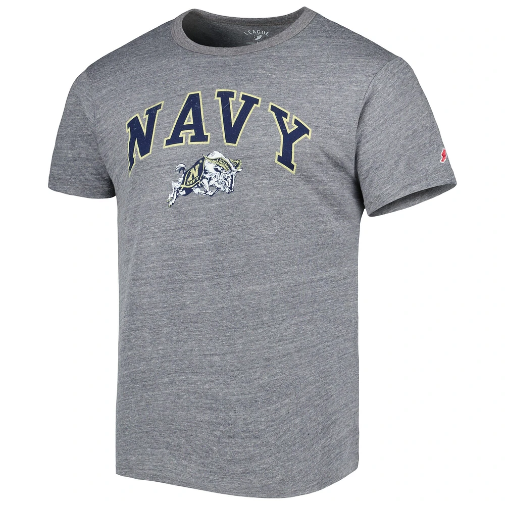 Men's League Collegiate Wear Heather Navy Midshipmen 1965 Arch Victory Falls Tri-Blend T-Shirt