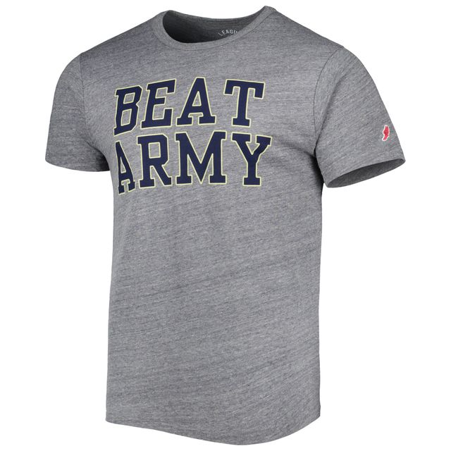 T-shirt à trois mélanges pour hommes League Collegiate Wear Heather Grey Navy Midshipmen Local Victory Falls