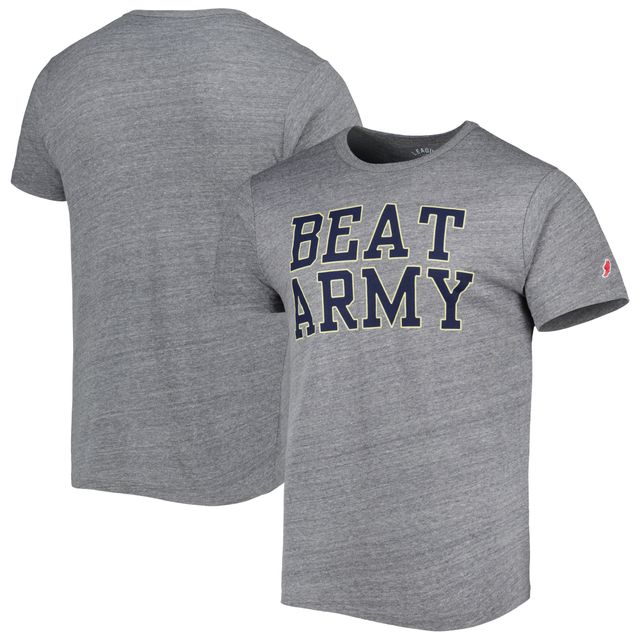 T-shirt à trois mélanges pour hommes League Collegiate Wear Heather Grey Navy Midshipmen Local Victory Falls