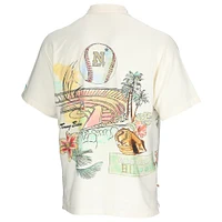Men's Tommy Bahama Cream Navy Midshipmen Paradise Fly Ball Camp Button-Up Shirt