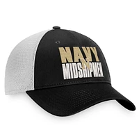 Men's Top of the World Black/White Navy Midshipmen Stockpile Trucker Snapback Hat