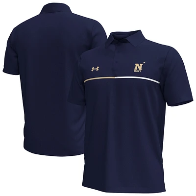 Polo de performance Under Armour Navy Midshipmen Playoff à rayures sur la poitrine pour homme