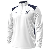 Men's Under Armour  White Navy Midshipmen 2023 Aer Lingus College Football Classic Quarter-Zip Pullover Top