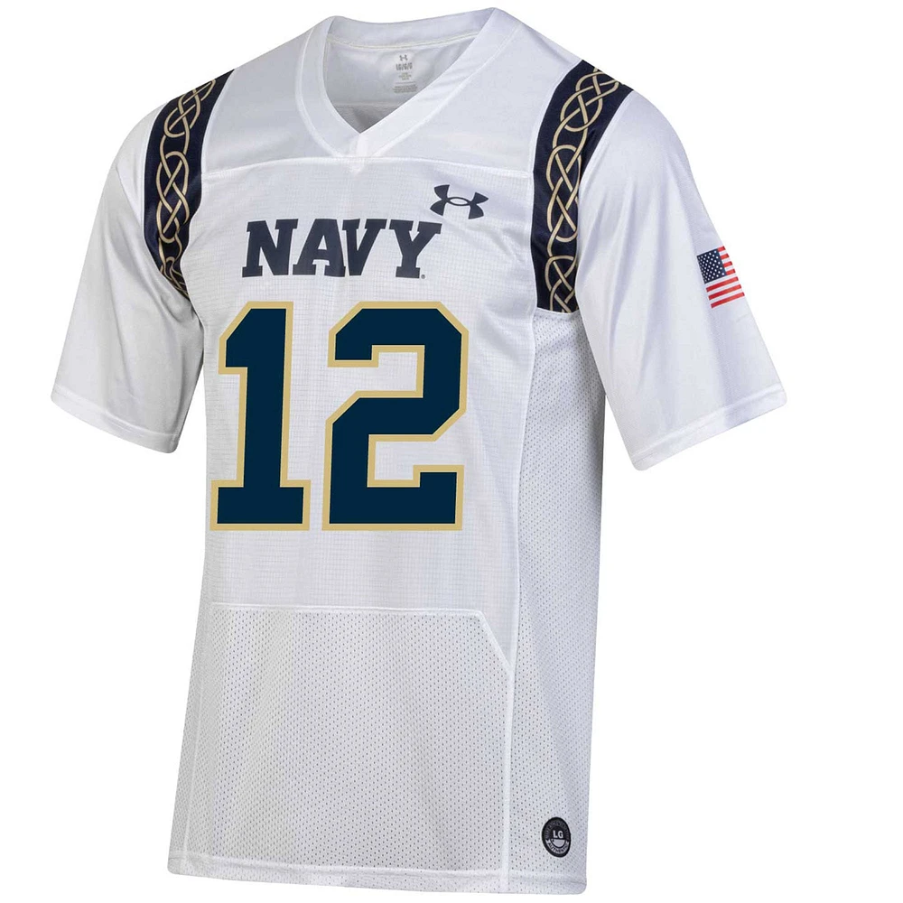 Men's Under Armour  White Navy Midshipmen 2023 Aer Lingus College Football Classic Replica Jersey